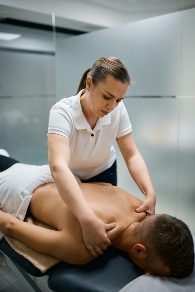 Back massage by physiotherapist